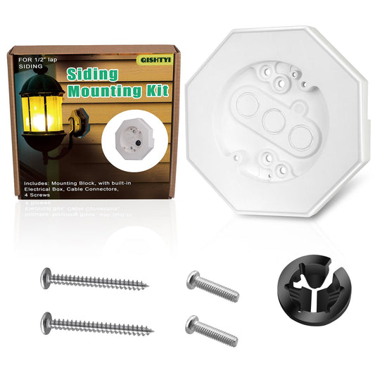 Qishiyi Vinyl Siding Mounting Blocks Kit,Siding Mounting Block with Built-in Electrical Box Vertical Siding Lamp Mounting Plate for 1/2 inch Lap Siding (White, 1/2 inch Lap Siding)