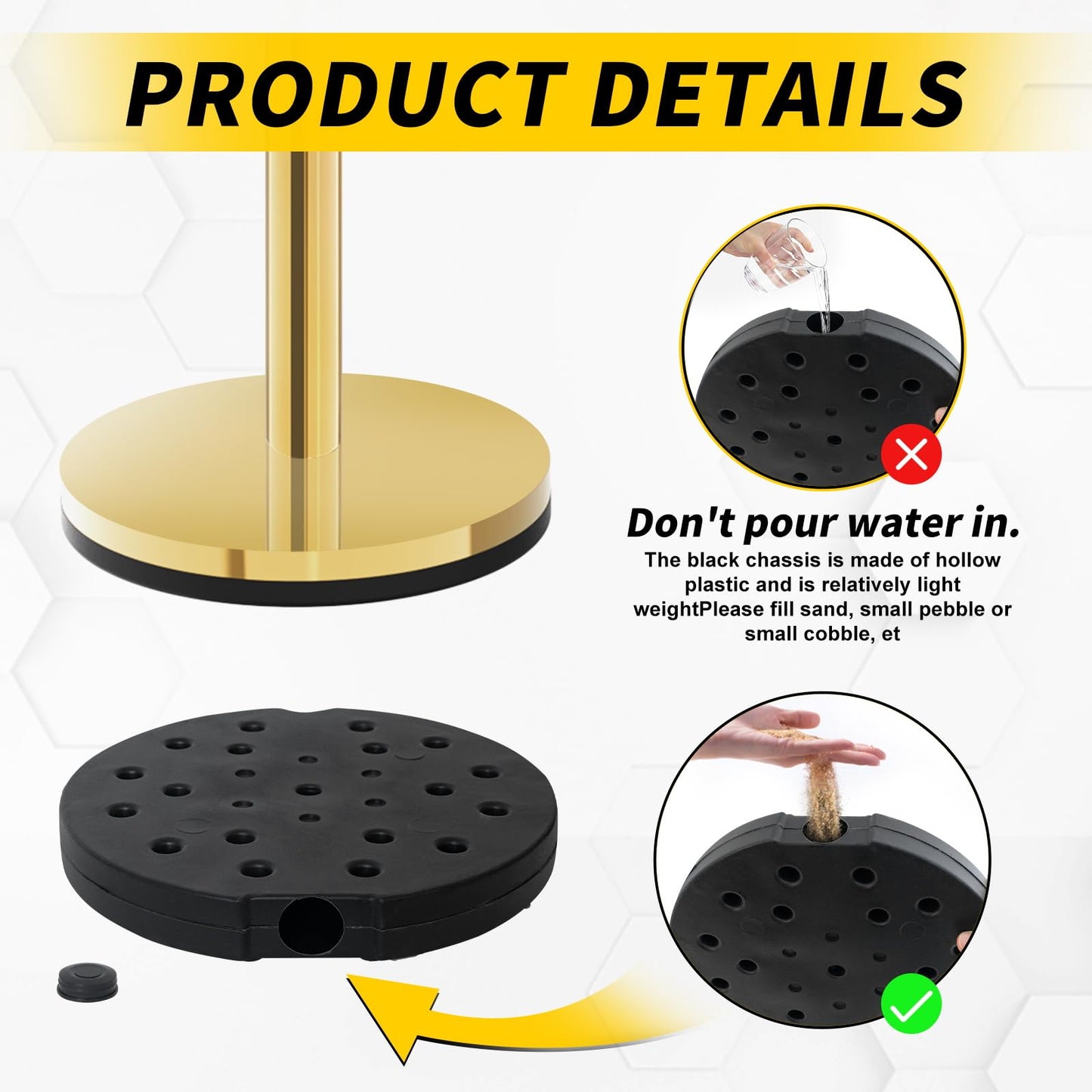 Crowd Control Stanchion, Rope Safety Barriers with 5 ft Red Rope, Red Carpet Poles for Theaters Hotels Clubs Party Ceremony, 4PCS