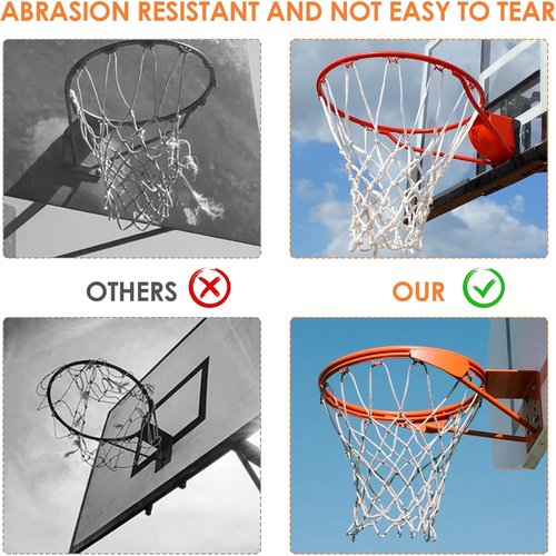 Glow Basketball Net - Heavy Duty Luminous Replacement Net for Outdoor Sports | 12 Loops, All-Weather Nylon (White)