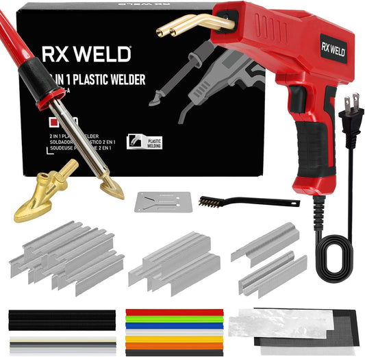 RX WELD 2-in-1 Plastic Welder Kit - 1000PCS Hot Stapler for Car Bumper & Toy Repairs
