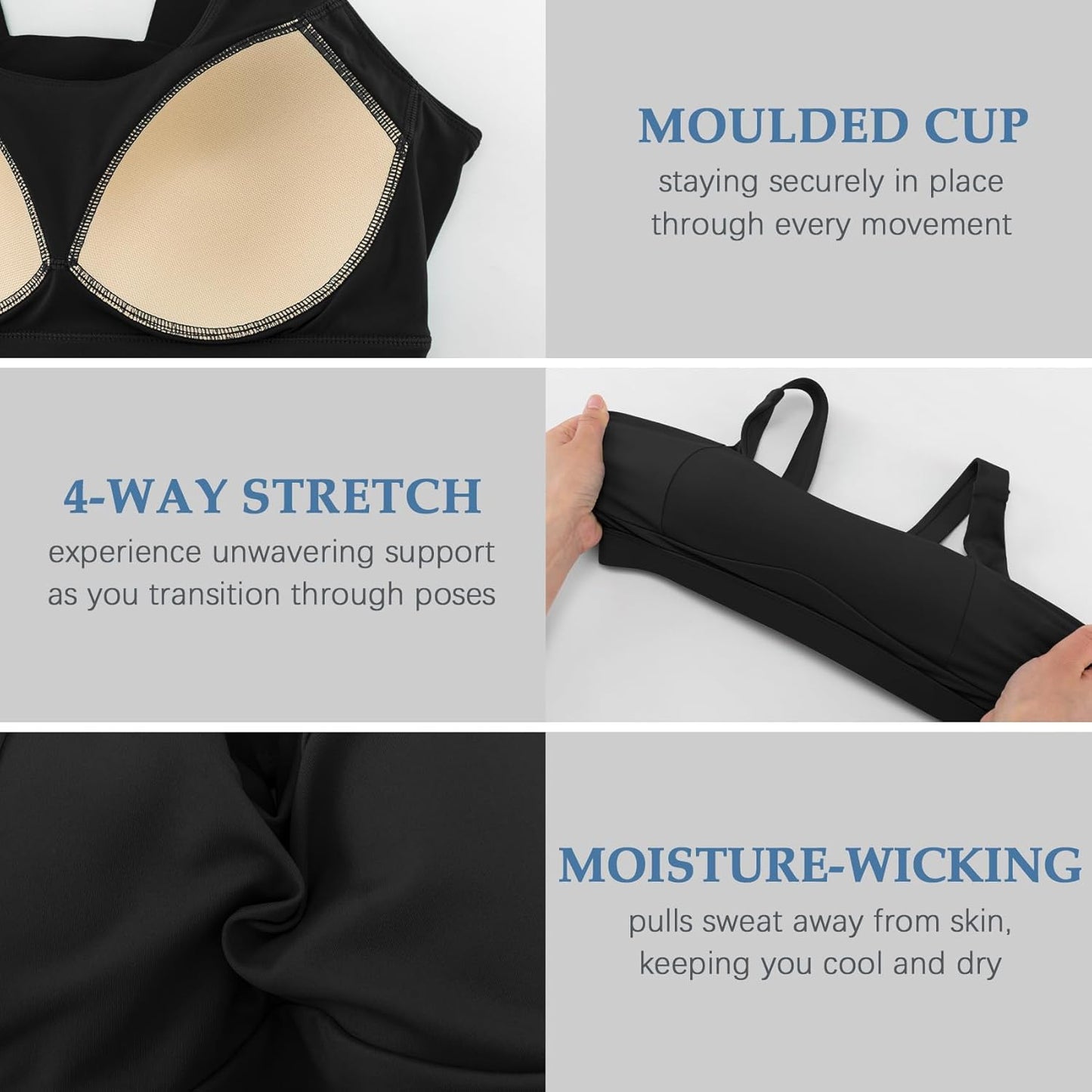 Skiennix High Impact Sports Bra - Racerback Design with Molded Cups for Yoga & Running | Backless Style