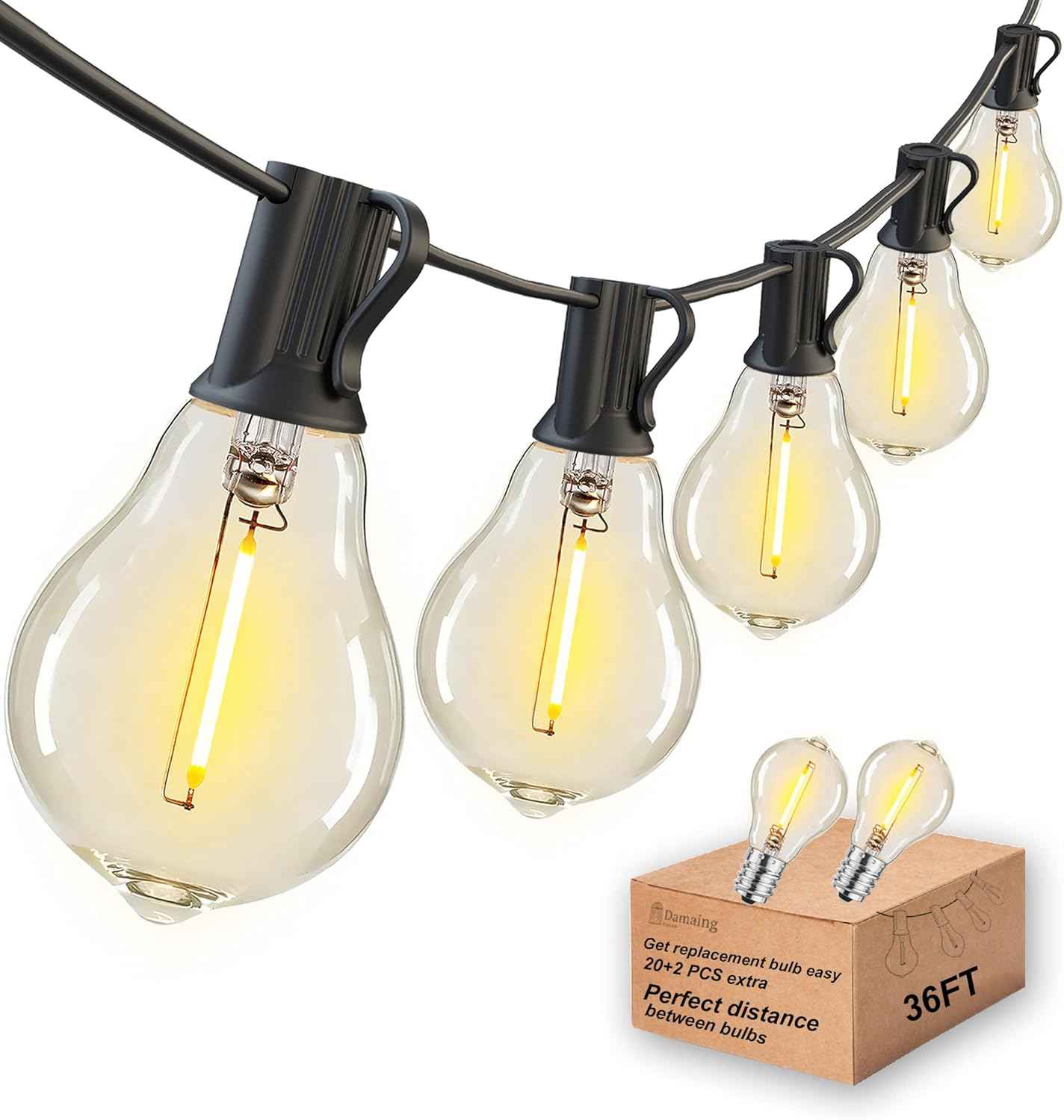 200FT Waterproof LED Outdoor String Lights with 100 Shatterproof Edison Bulbs - Dimmable Patio Decor for Backyard & Garden