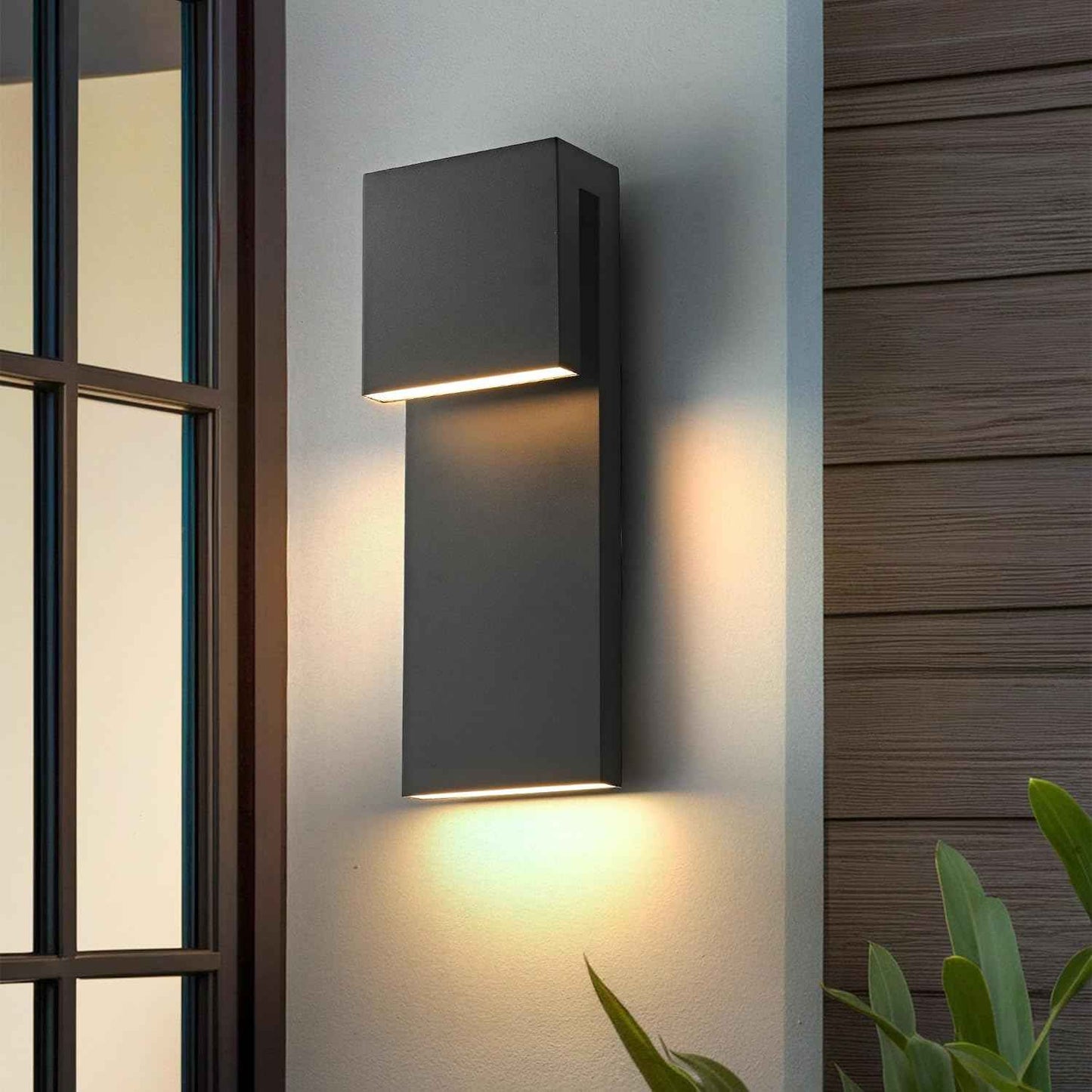 LED Outdoor Wall Sconce 3000K - Waterproof 18W Black Porch Light Fixture for Garage & Balcony