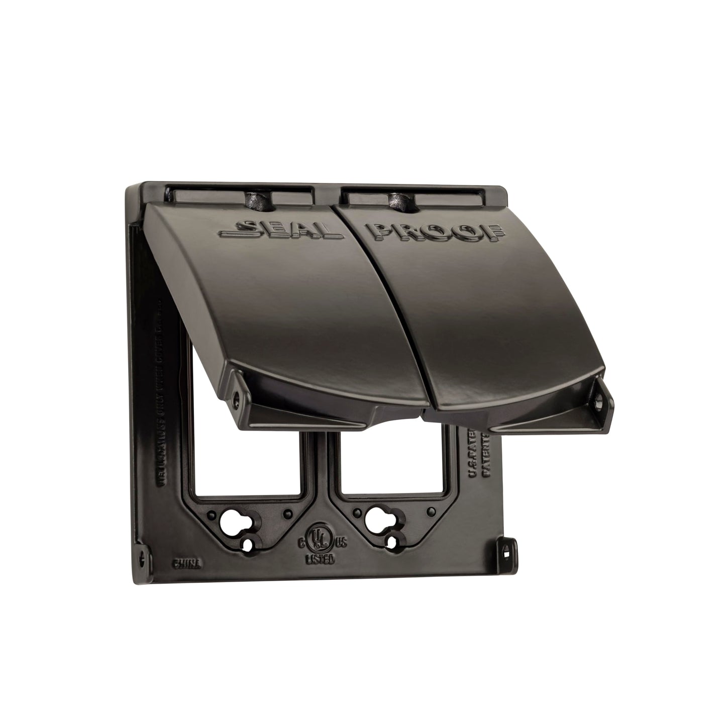 Sealproof 2-Gang Outdoor Weatherproof Metal Flat Electrical Outlet Receptacle Box Cover, Double Gang, 25-in1, UL Listed, Bronze