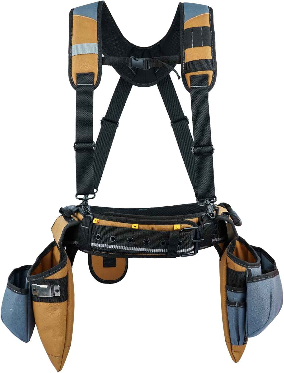 Pro Carpenter Tool Belt with Suspenders - Heavy-Duty Suspension Rig for Contractors & Electricians, Khaki
