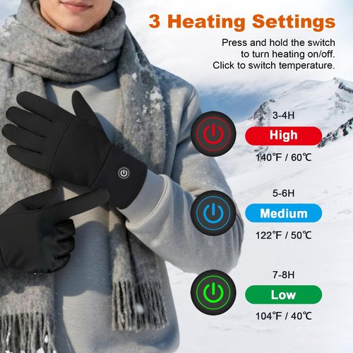 Brimekey Heated Gloves for Men Women, Rechargeable Battery Electric Touchscreen Gloves, Non-Slip Warm Winter Heated Gloves Liners, Thin Glove for Motorcycle Driving Camping Hunting Work