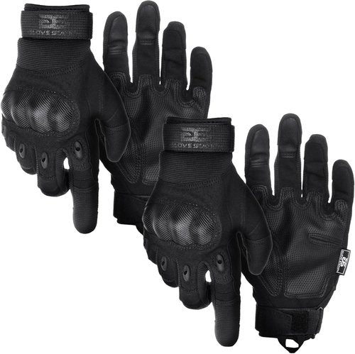 Glove Station Touchscreen Utility Gloves for Men - Hard Knuckle Protection for Motorcycle & Outdoor Work | Black - 2 Pack, Small