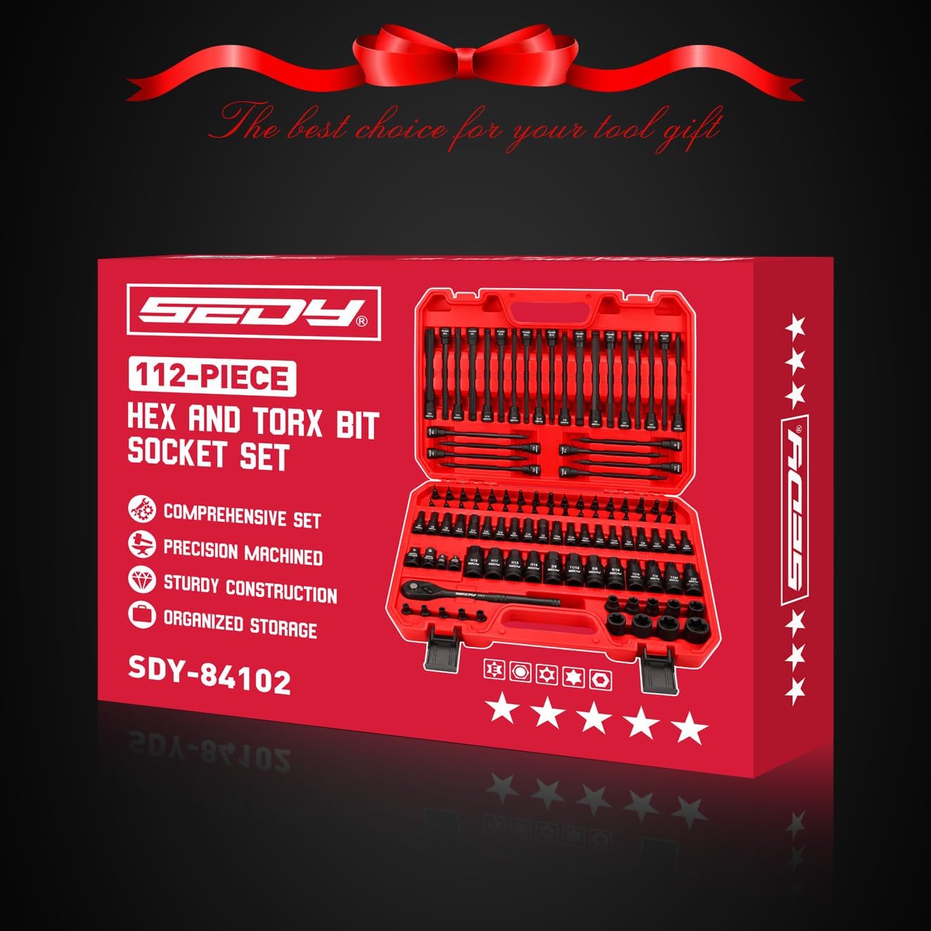 36-Piece Hex Bit Impact Socket Set with Adapters - SAE & Metric, Heavy Duty Storage Case