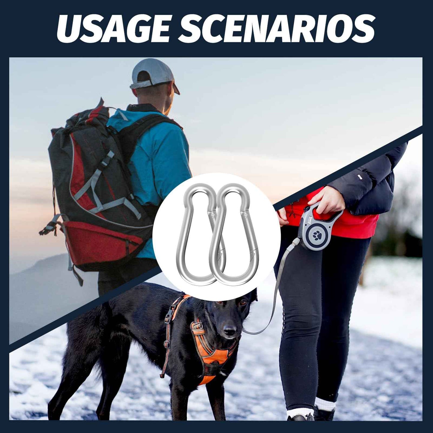 200PCS M4 Spring Snap Hook Carabiner, 1.57 Inch Small Carabiner Clip, Heavy Duty Galvanized Steel Spring Clip, Quick Link Key Chain for Swing Hammock Gym Outdoor, 120LBS Holding Capacity