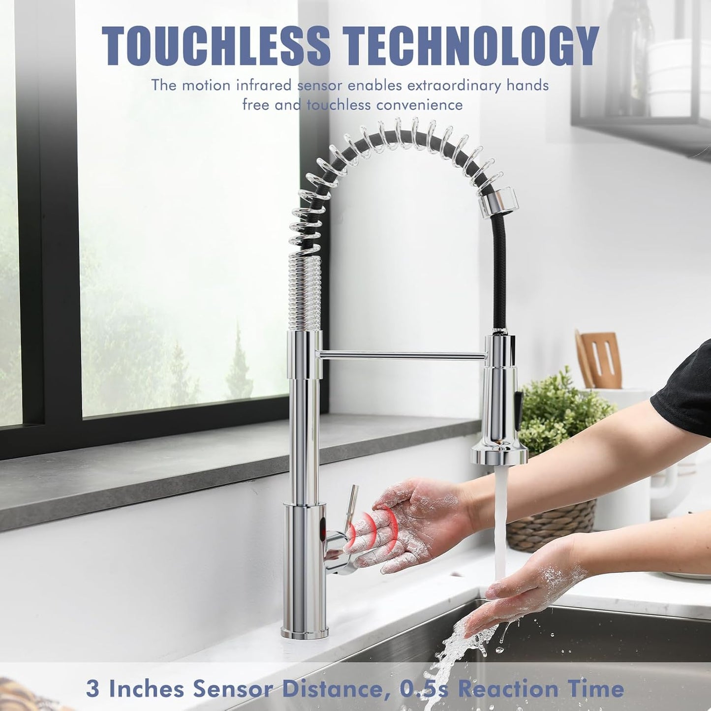 Matte Black Kitchen Faucet with Soap Dispenser - Commercial Single Handle Pull Down Sprayer