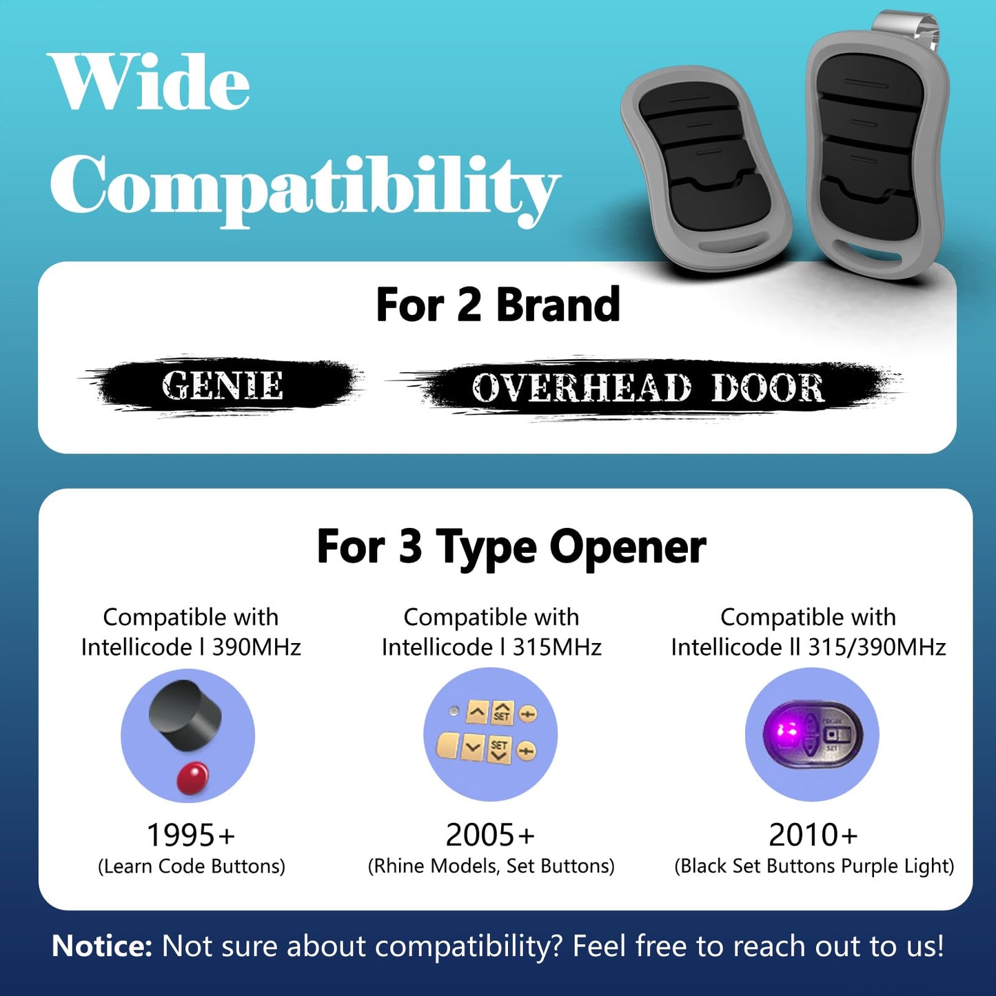 1 for Genie Garage Door Opener Remote for All Genie Intellicode Garage Door Openers, G3T-BX G3T-R 3-Button Intellicode Remote Replacement, Auto-Seek Dual Frequency (1997 to Present)