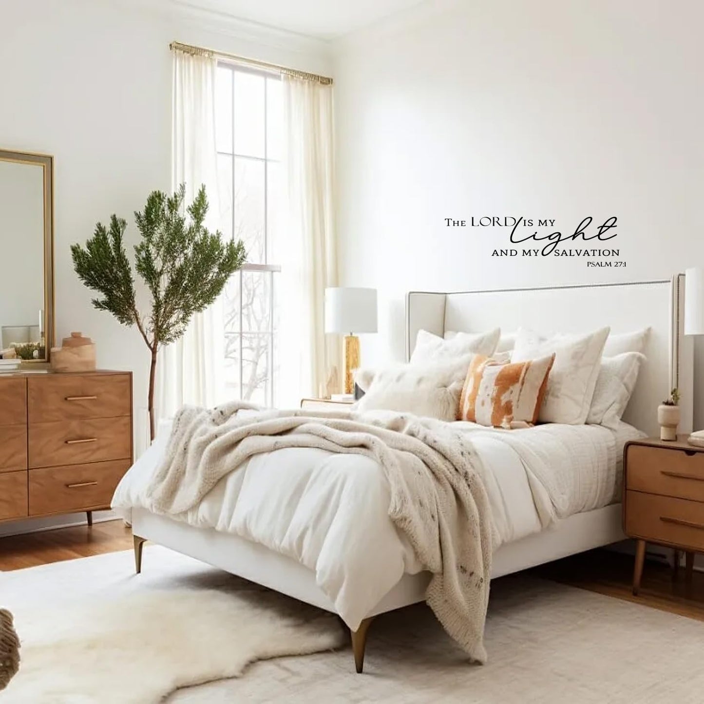 The Lord is My Light and My Salvation Psalm 27:1- Christian Quotes Bible Verse Vinyl Wall Decal Sticker, Scripture Wall Art, Christian Gift, Religious Décor