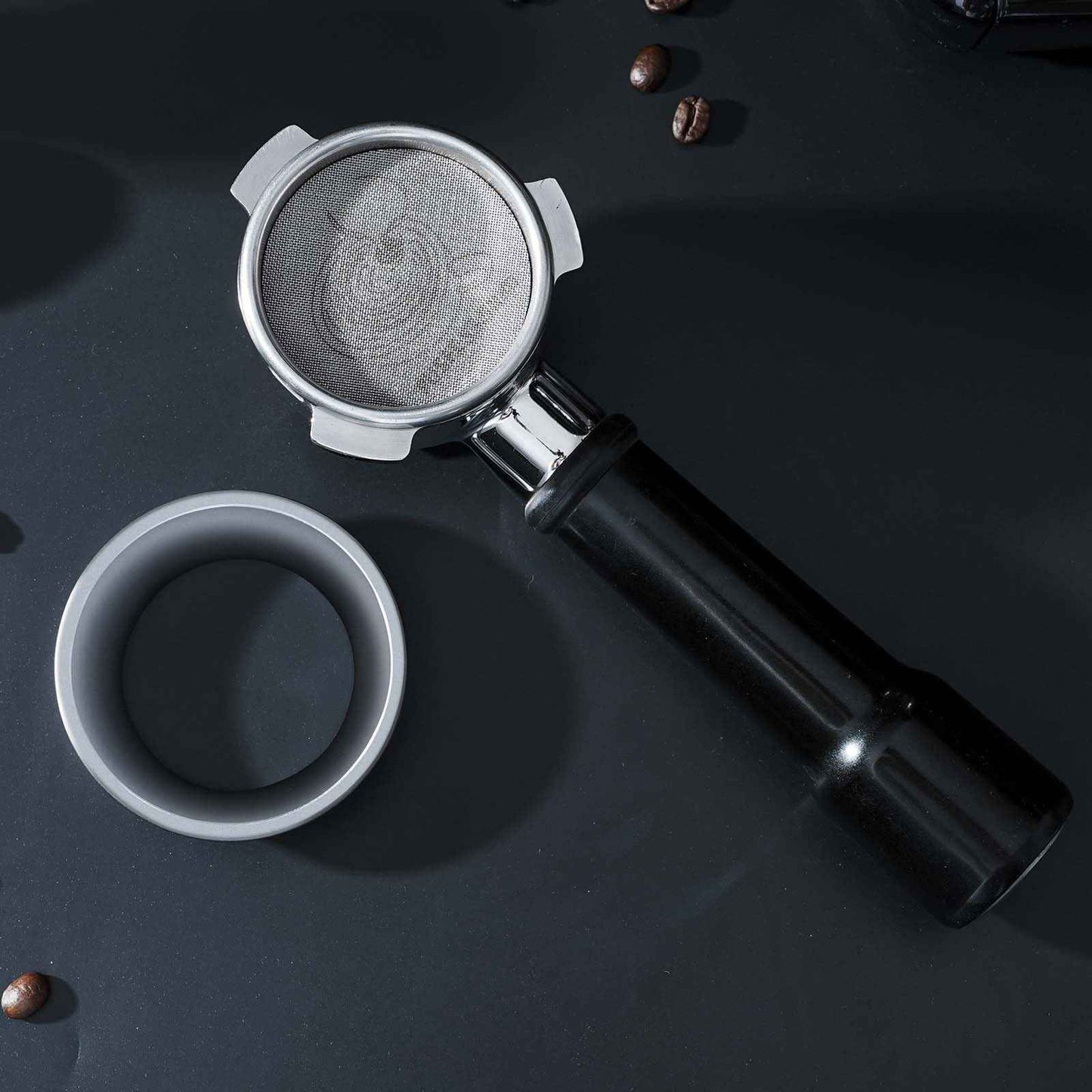 58mm Espresso Dosing Funnel & 58.5mm Puck Screen,PUSEE Coffee Dosing Ring Aluminum Metal,Reusable 1.7mm Thickness 150μm Espresso Puck Screen 316 Stainless Steel Fits 58mm Portafilter