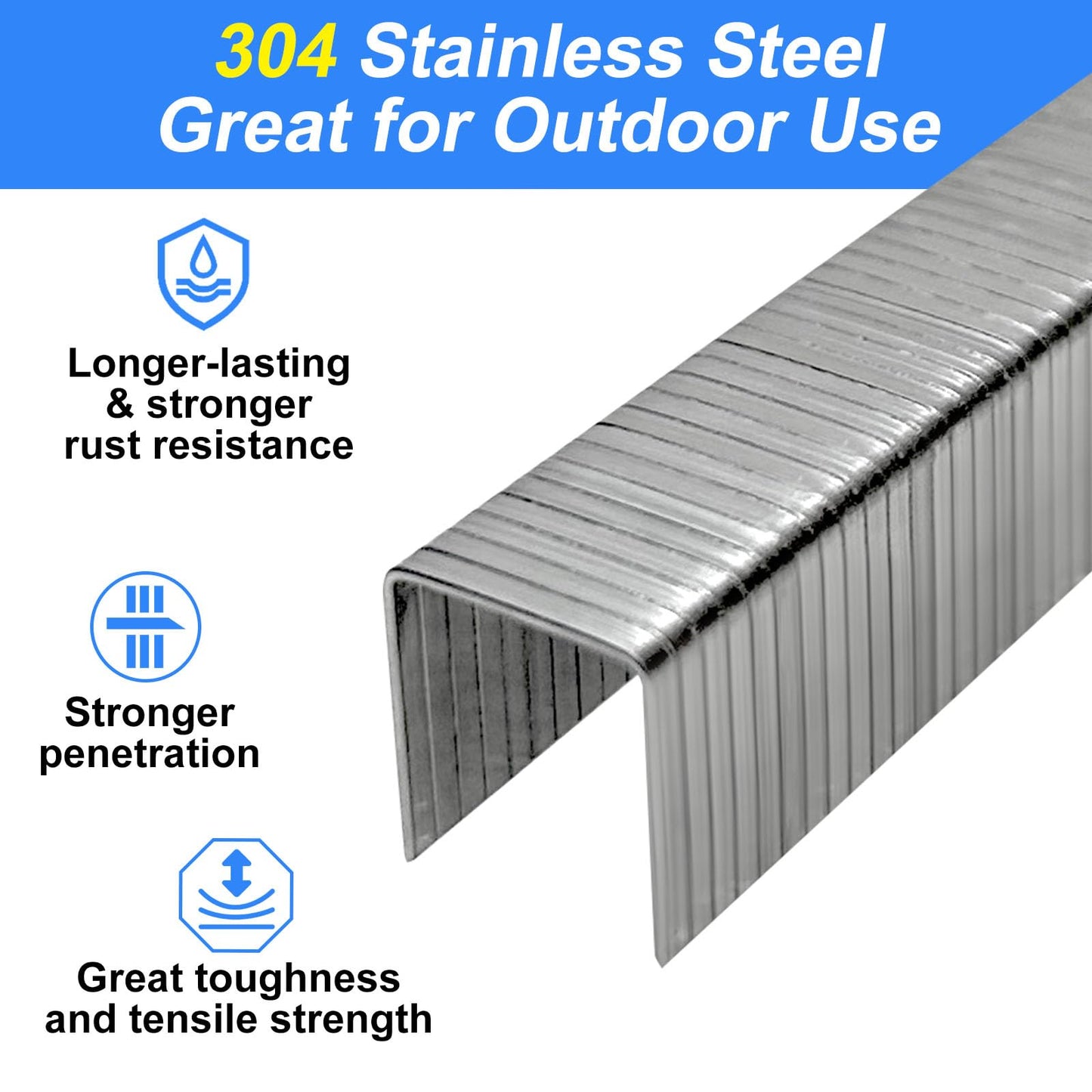 SimCos 20 Guage 304 Stainless Steel T/50 Staples, 3/8" Crown Upholstery 1/4" to 9/16" Leg Length Staples for Staple Gun or T-50 Stapler (1/4"+1/2"-1000 pcs)
