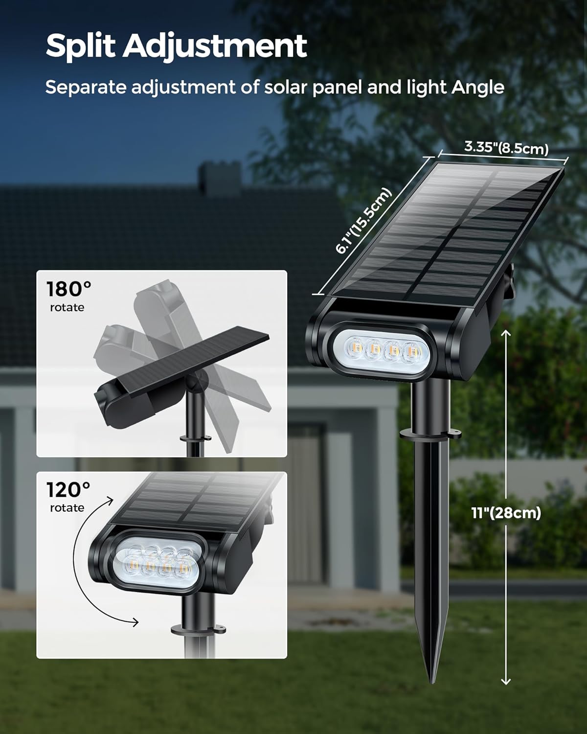 RGB Solar Spot Lights for Halloween - 12 Color Modes, Waterproof IP67, Remote Control, 4-Pack for Yard & Garden