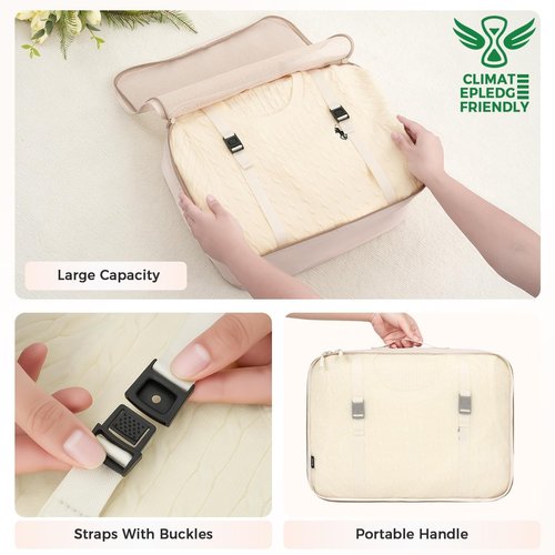 BAGAIL Packing Cubes - 8 Set Travel Organizers for Efficient Luggage Packing | Cream Color