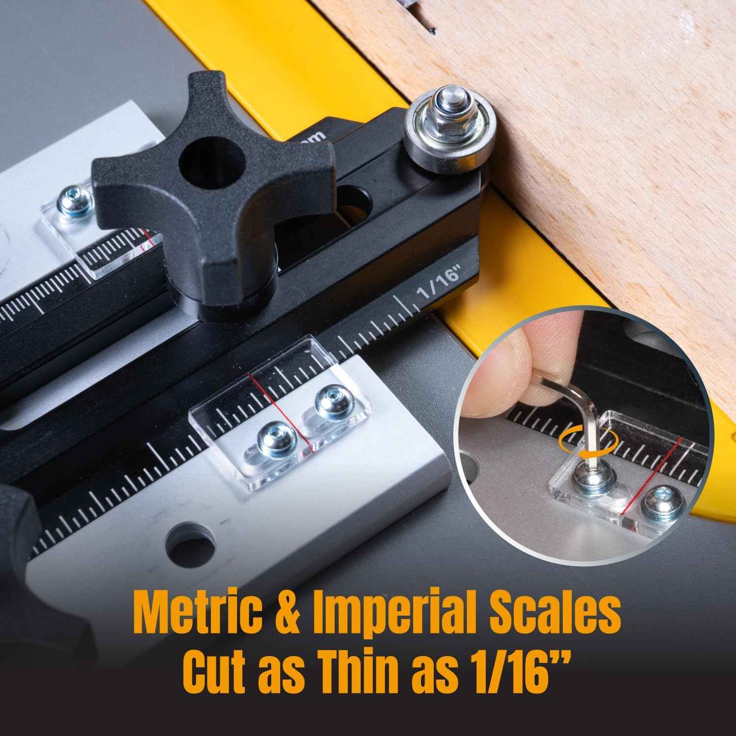 POWERTEC Adjustable Roller Stock Guide for Table Saw & Router - Enhance Safety & Reduce Kickback (Model 71935)