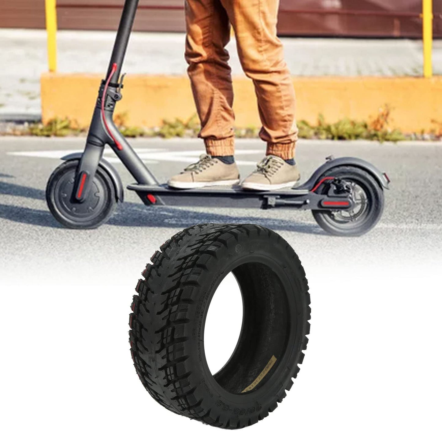 Electric Scooter Tire for Scooter with 90/65-6.5 Outer Tube Scooter Vacuum Tyre Rubber Thickened Anti Slip Explosion Proof 11 Inch Electric Scooter Tubeless Tire