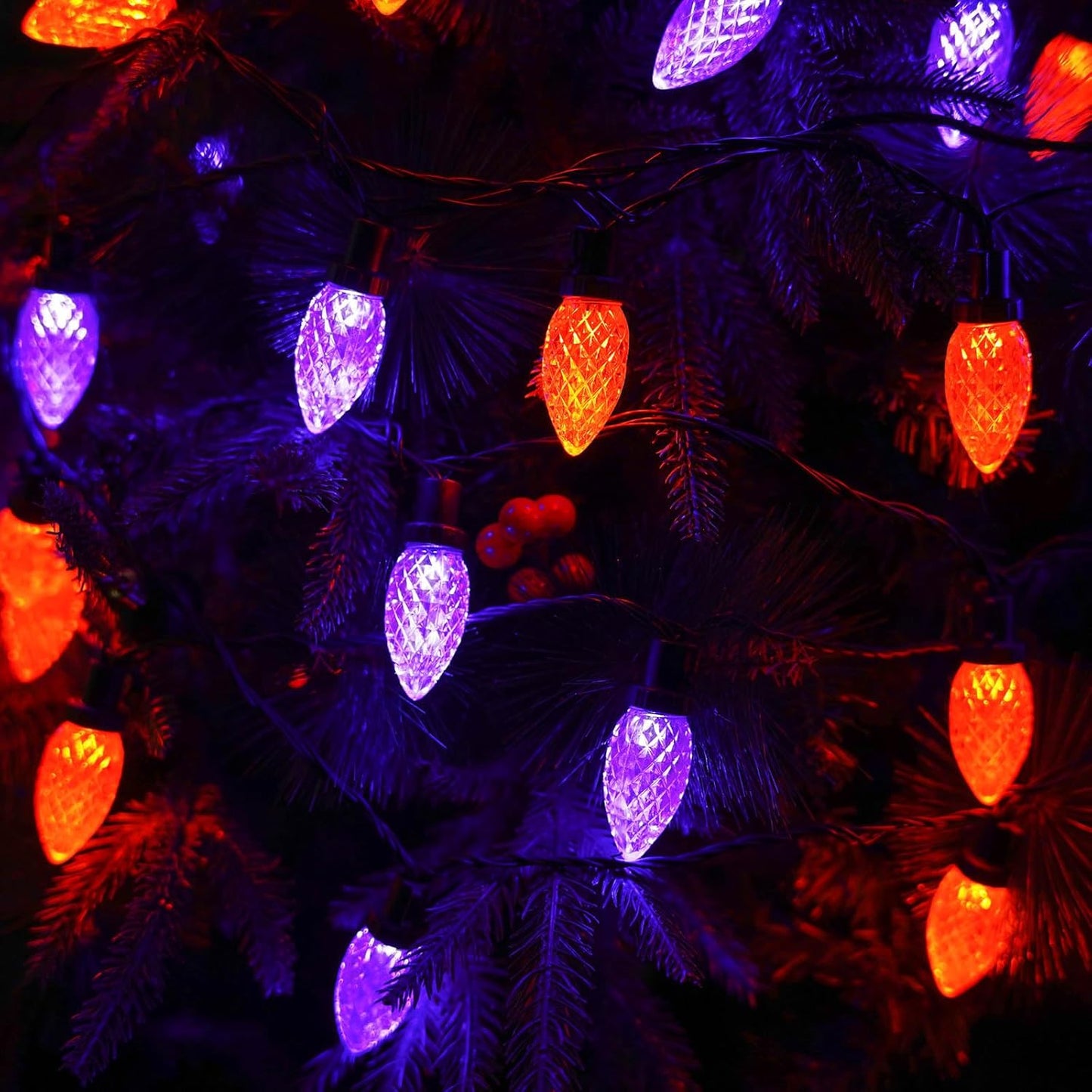 100 LED Orange & Purple C9 Halloween String Lights - Waterproof, 98FT, 13 Modes for Indoor/Outdoor Party Decor