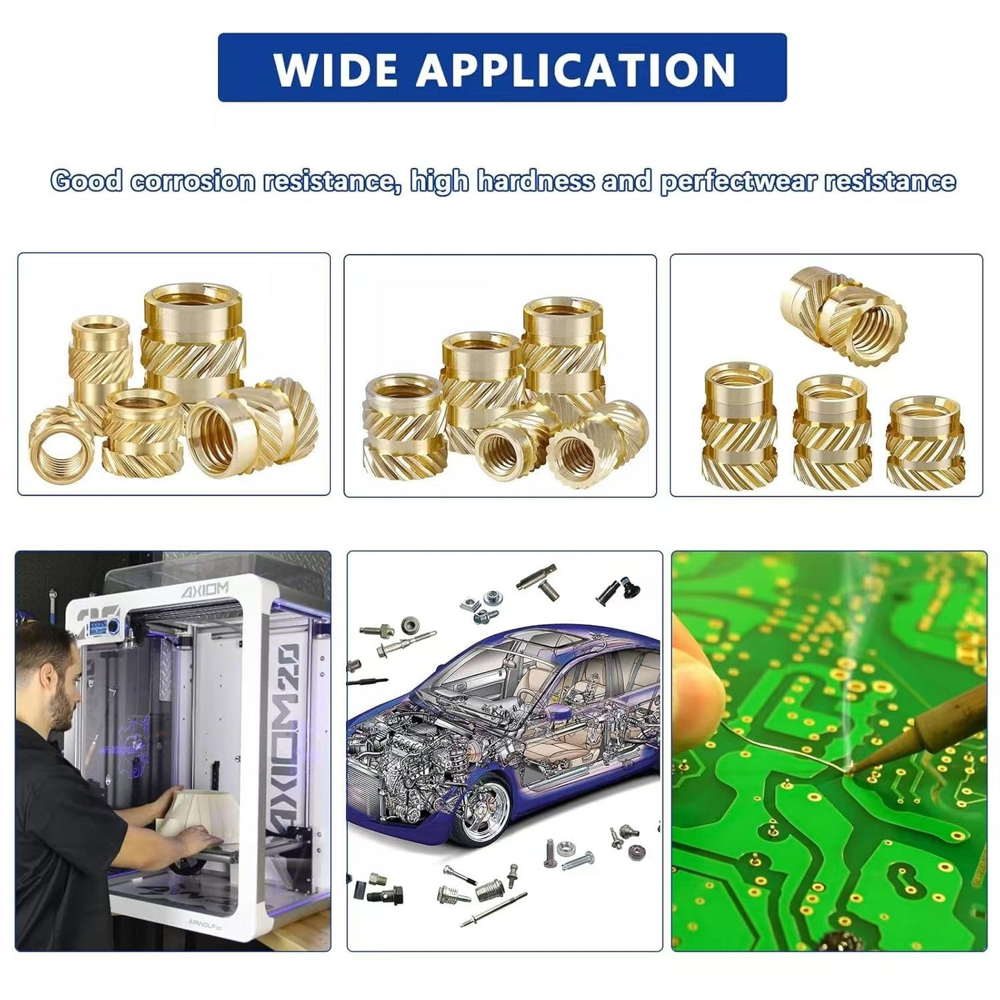 380Pcs JSIERLUOV Threaded Inserts Assortment Kit M2 M2.5 M3 M4 M5 for 3D Printing Components Plastic molding, Metric Brass Knurled Nuts Insert by Heat into Plastic Parts