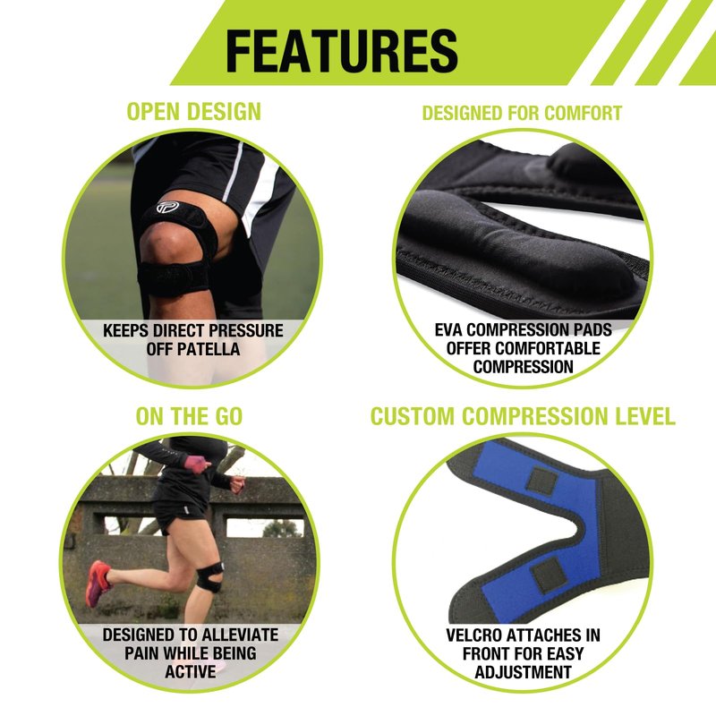 Pro-Tec Athletics X-Trac Dual Strap Knee Support, Quadriceps and Patellar Tendon Strap, Knee Brace, Compression Straps, Knee & Joint