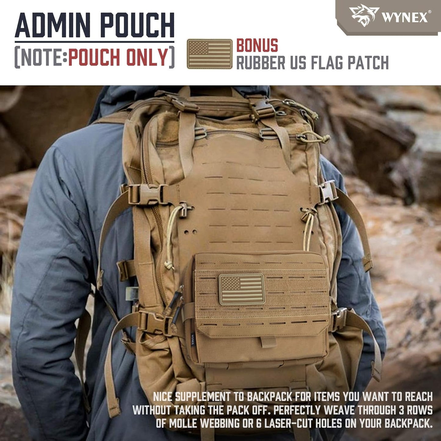 WYNEX Tactical Admin Pouch - Tri-Fold Design, MOLLE Tool Organizer & First Aid Utility Bag | Includes U.S.A Flag Patch