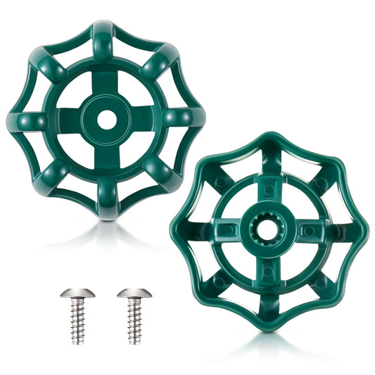 Dreyoo 2 Pack Outdoor Faucet Handles, 3/8 in Spigot Handles Compatible with Arrowhead PK1290, 12 Point Faucet Knob for Outside Hose Bibb, Garden Valves and Frost Proof Wall Hydrants(Green,Round)