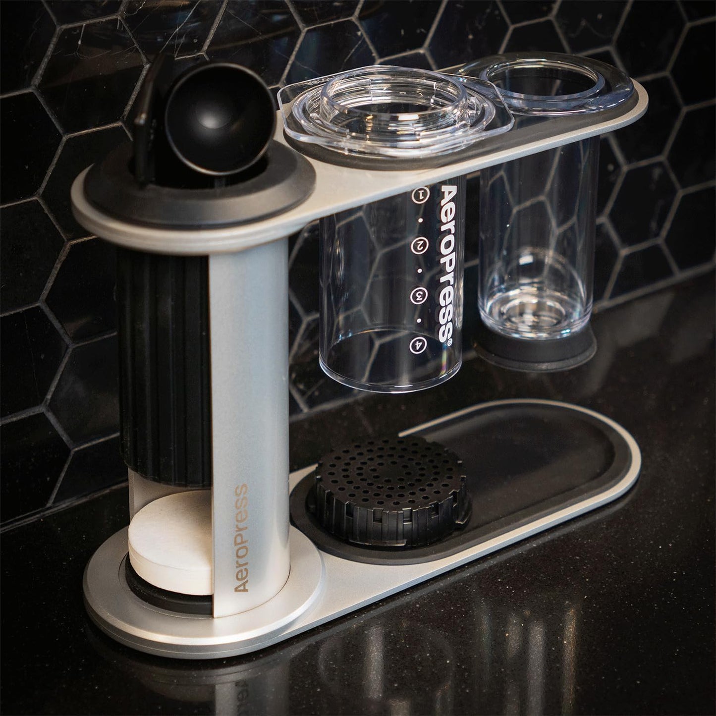 AeroPress Organizer Stand - Durable Coffee Bar Station & Compact Storage Solution for Manual Coffee Makers
