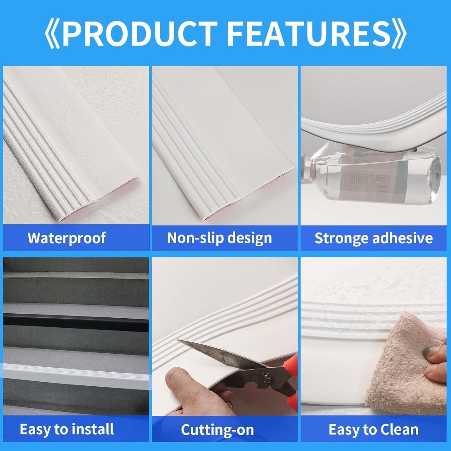 Self-Adhesive Rubber Stair Nosing Trim - 40 FT Black Edge Protector for Indoor & Outdoor Steps