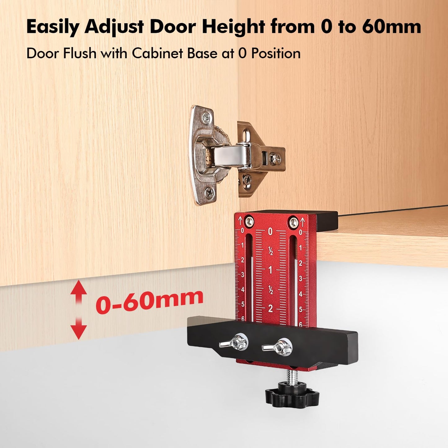 Draxzor Cabinet Door Mounting Jig, Premium Aluminium Alloy Cabinet Door Installation Positioner, Adjustable Positioning Tool for Easy Door Alignment on Frameless & Face Frame Cabinets