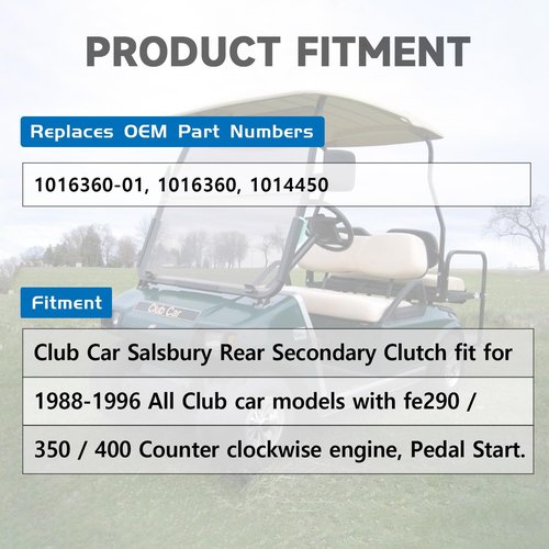 TUNTROL Salsbury Driven Clutch for Club Car 1988-1996 Golf Cart with Fe290 350 400 Counter Clockwise Engine, 1014450, 1016360-01, 101636001
