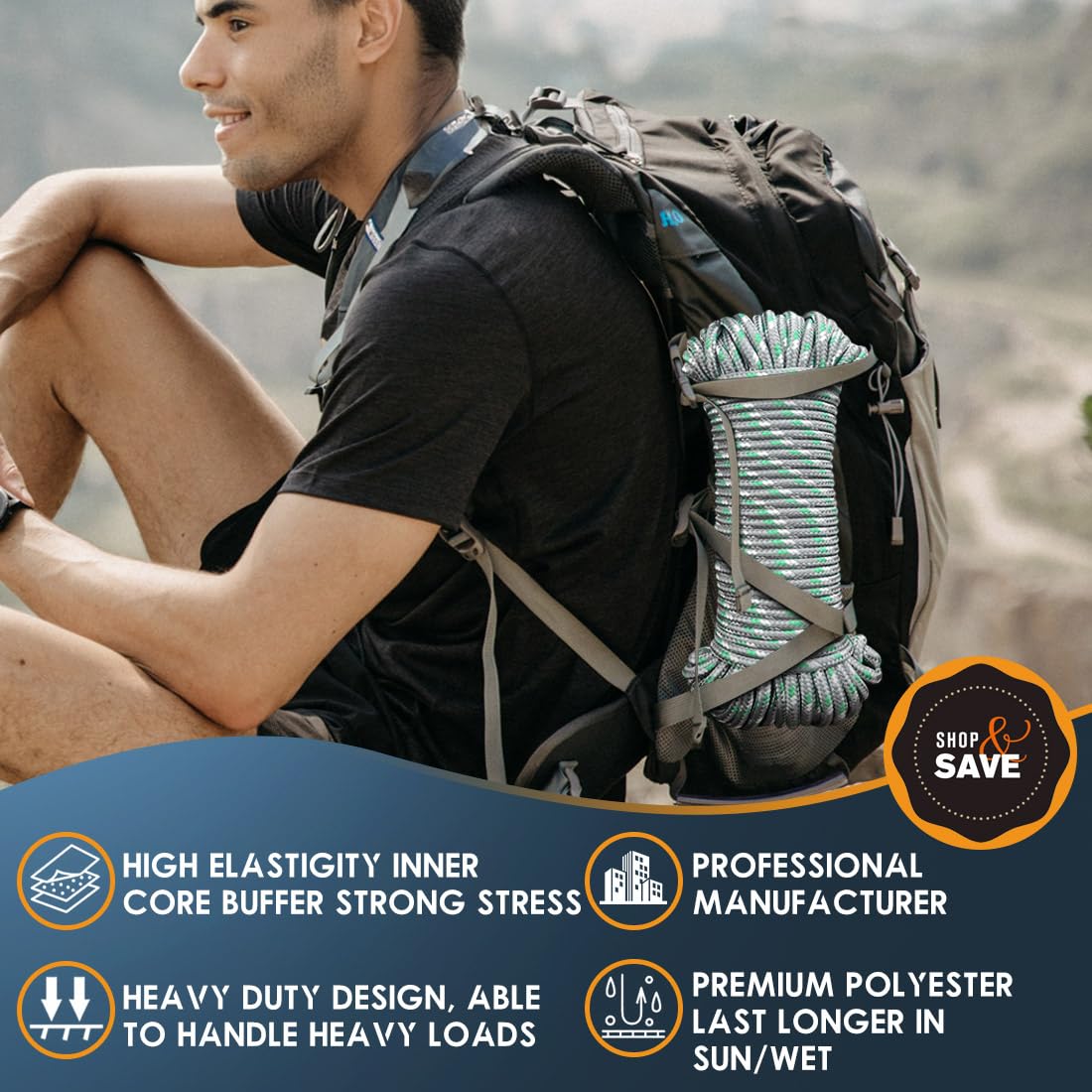 SMART&CASUAL 100 ft 1/4" Polyester Rope (Comparable to Nylon Rope) Poly Strong Utility Cord for Clothes Line Flag Pole Camping Crafting (Orange)