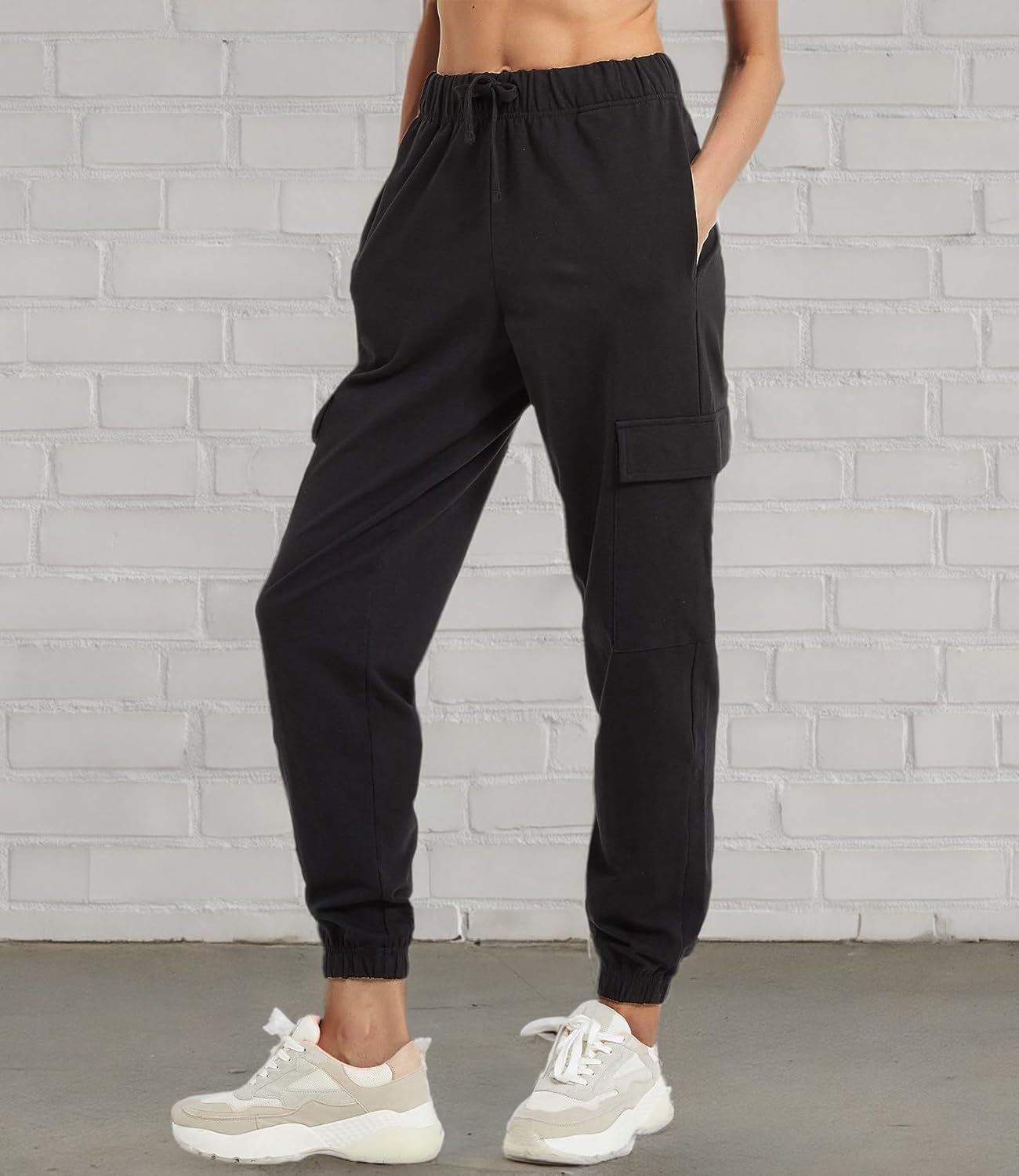 PULI Women's Cargo Sweatpants - Sporty Athletic Fit with Pockets | Comfortable Jogger Pants for Yoga & Gym