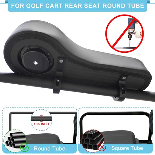 iLSKW Golf Cart Rear Armrest with Cup Holder, No Drilling Required Golf Cart Armrest for Round Tube Armrest 1 1/4 Size, Fits Advanced EV Golf Cart Rear Seat Round Frame 1 1/4"