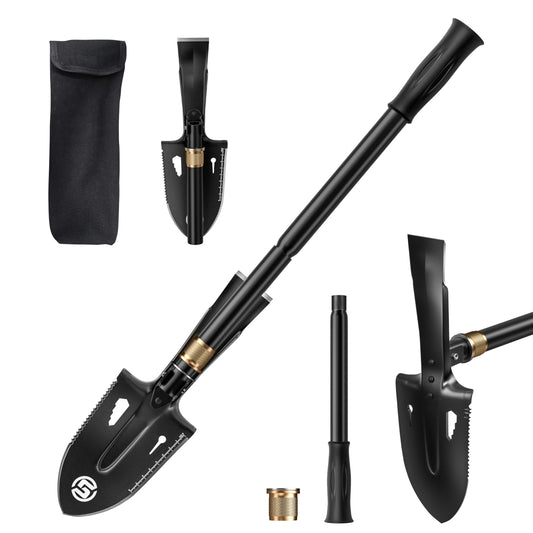 SUNPOW Shovels for Digging, Camping Shovel, Portable Shovel for Gardening, Digging, Metal Detecting, Hiking, Car Emergency - Multifunctional Lightweight Outdoor Shovel