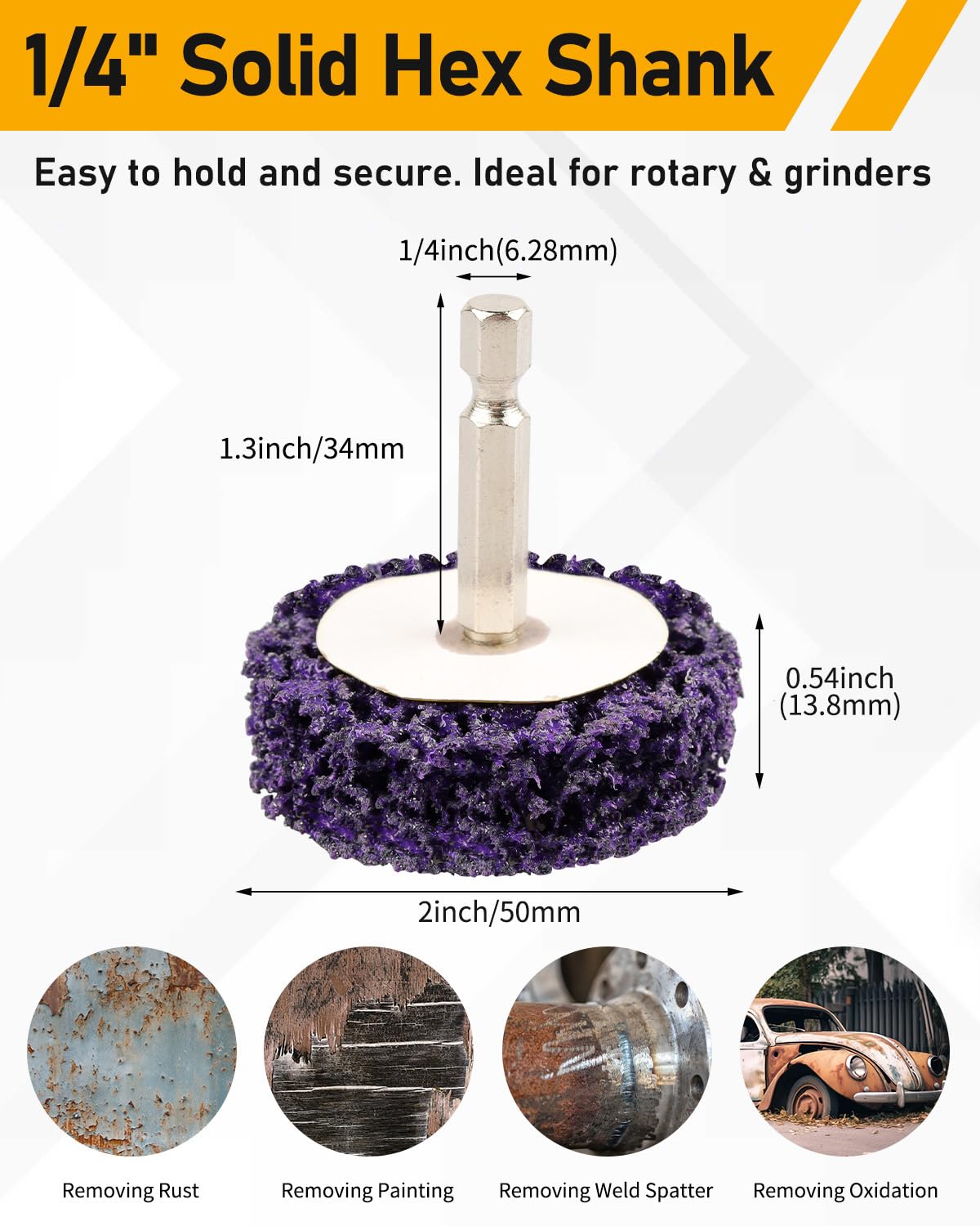 ZORUNNA Paint Stripper Discs, 2" Effective Paint Remover for Metal, 5 PCS Quick Change Paint Eater with 1/4" Hex Shank, for Grinding Wood, Metal, Plastic and Fiberglass.