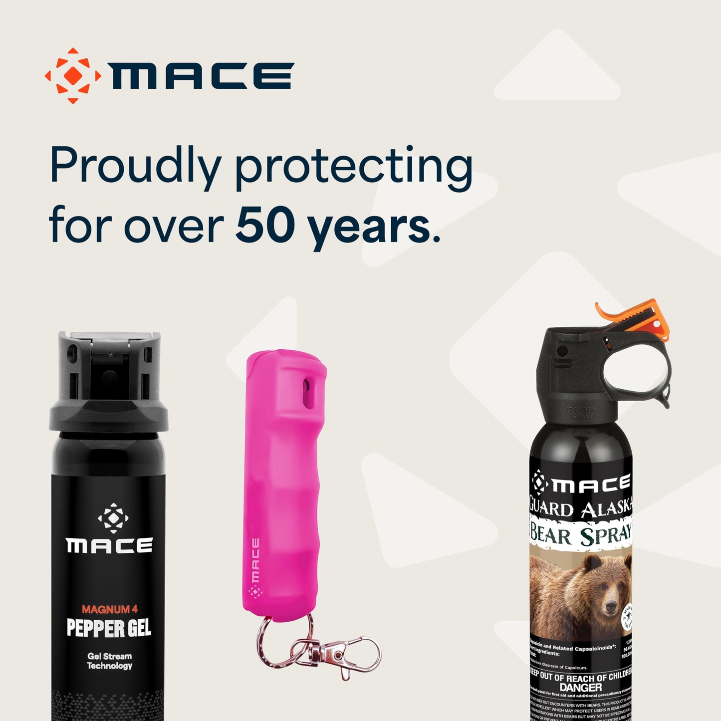 Mace Pepper Spray - 2-Pack Clip On Hard Case Model, 0.42 oz, 12 Feet Range, Max Police Strength, Long Lasting UV Dye, Flip Top Safety Cap, Self Defense Pepper Spray for Women & Men - Pink
