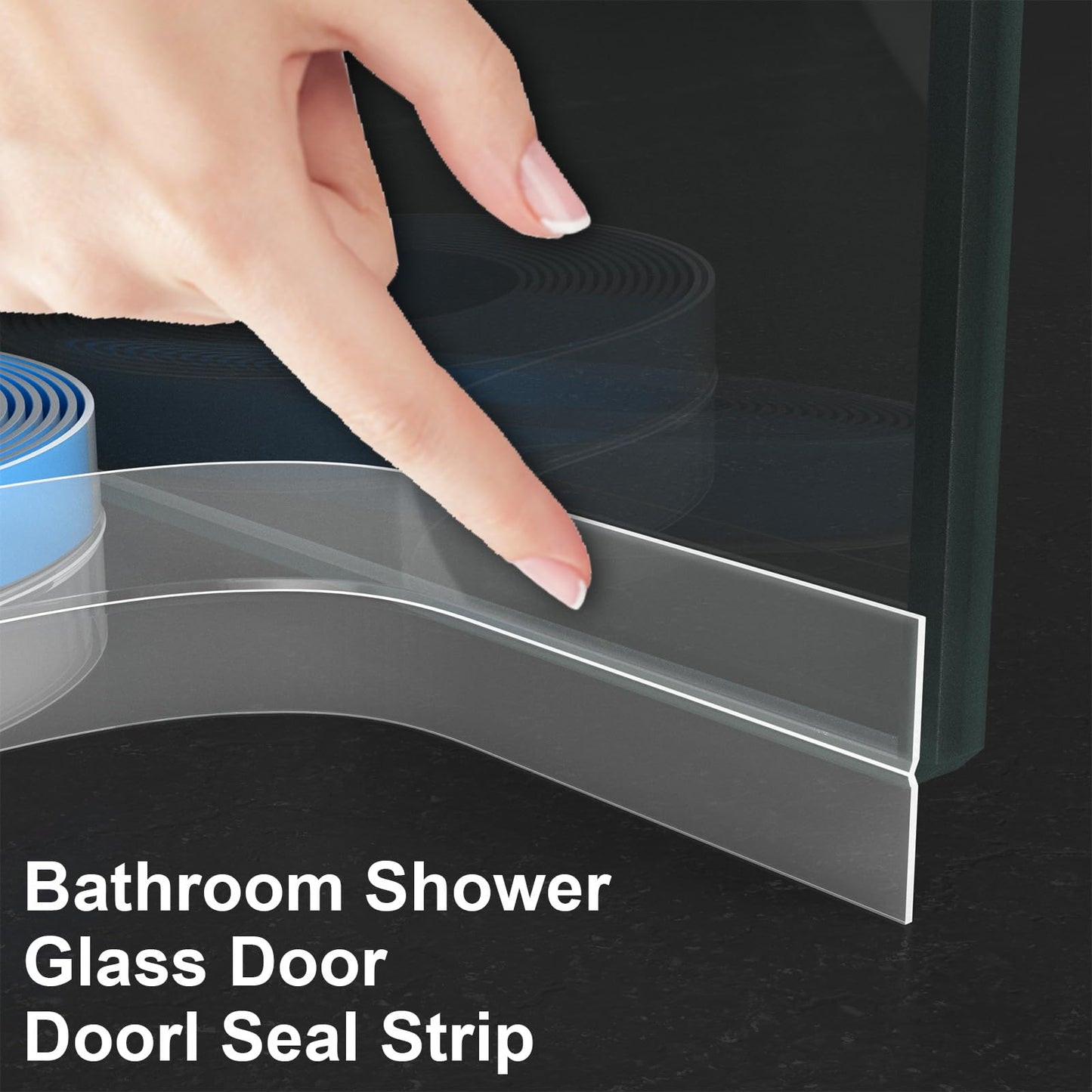 Greymond Weather Stripping Door Seal, Silicone Strip for Frame and Gaps Draft Stopper,Glass Shower Door Sweep, Clear, 20 Feet x 1 Inch