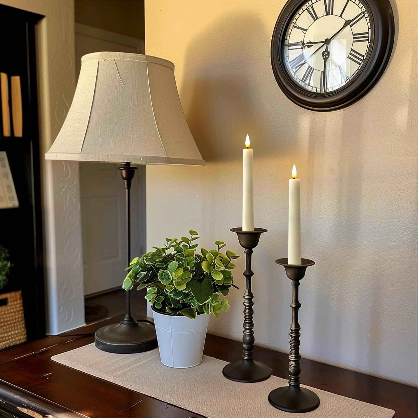 Homemory 6.7 Inches Flameless Taper Candles with Remote Timer Dimmer, Led Flameless Candlesticks Short Taper Candles, Flickering Battery Operated Candlesticks for Xmas Wedding Home Decor, Ivory, 6 Pcs