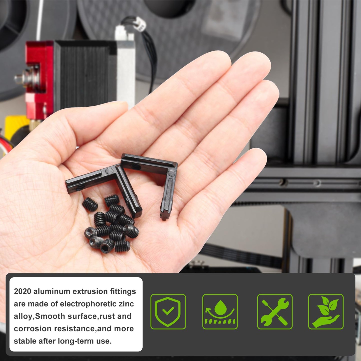 mxuteuk 2020 Aluminum Extruded Hardware with Screws,Black 2020 L-Shape Extrusion Connectors for 20/20 2040 V Slot Extruded Aluminum Profile