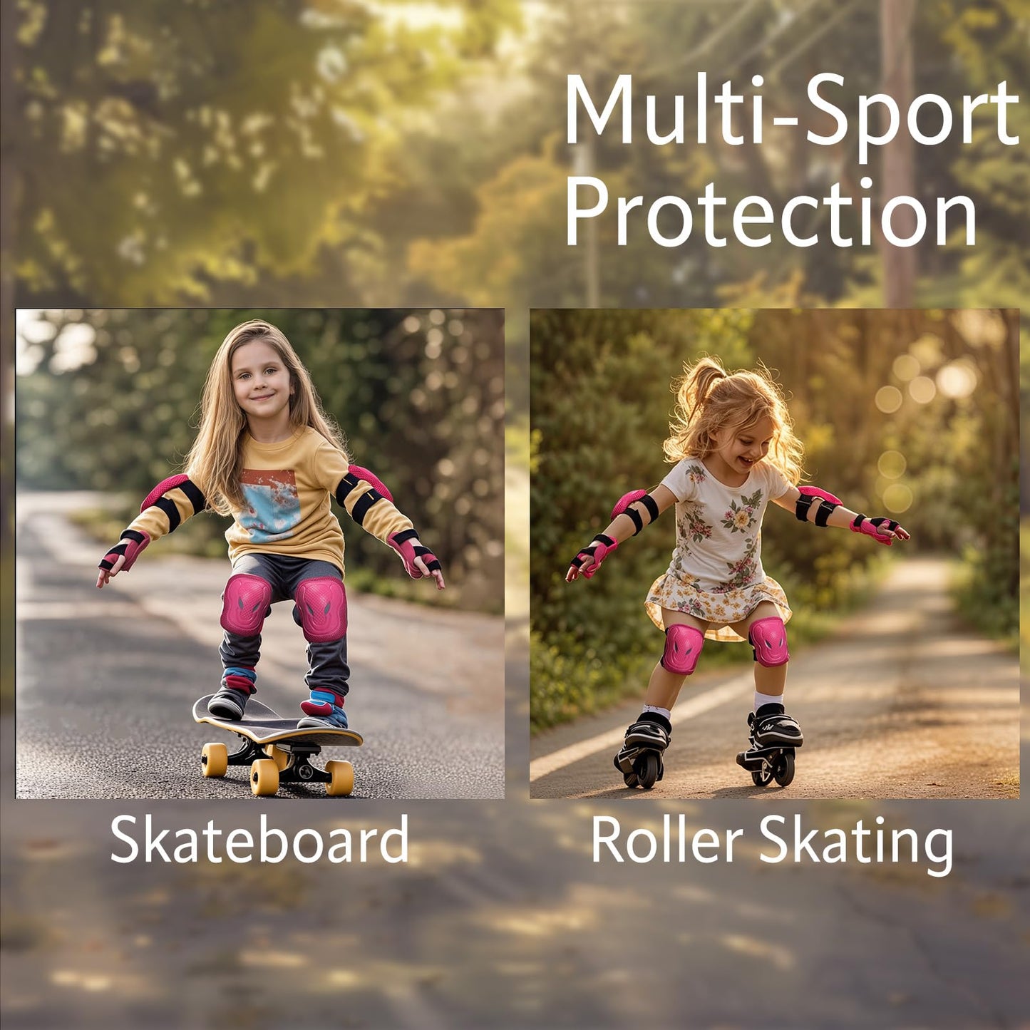 Adjustable Kids Knee Pads Elbow Pads Wrist Guards Set for 3-8 Years Child Protective Gear Set for Roller Skates,BMX,Bike,Cycling, Skateboard, Inline Skating, Scooter Riding Sports,Football,S