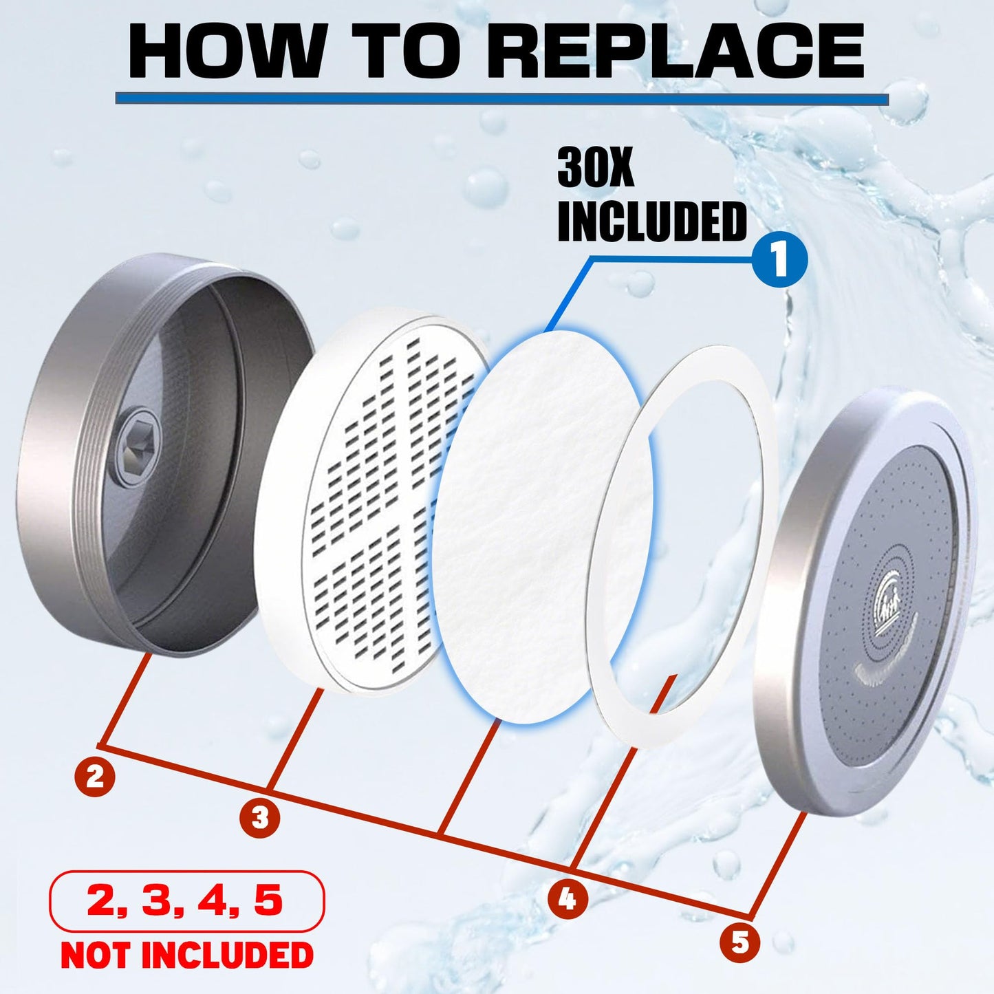 xcivi 30 PCS Filtered Shower Head Sediment Pads Compatible with AquaHomeGroup Filtered Shower Head, Protect Your Skin & Hair From Rust, Dust, Sand And Other Impurities In Your Water