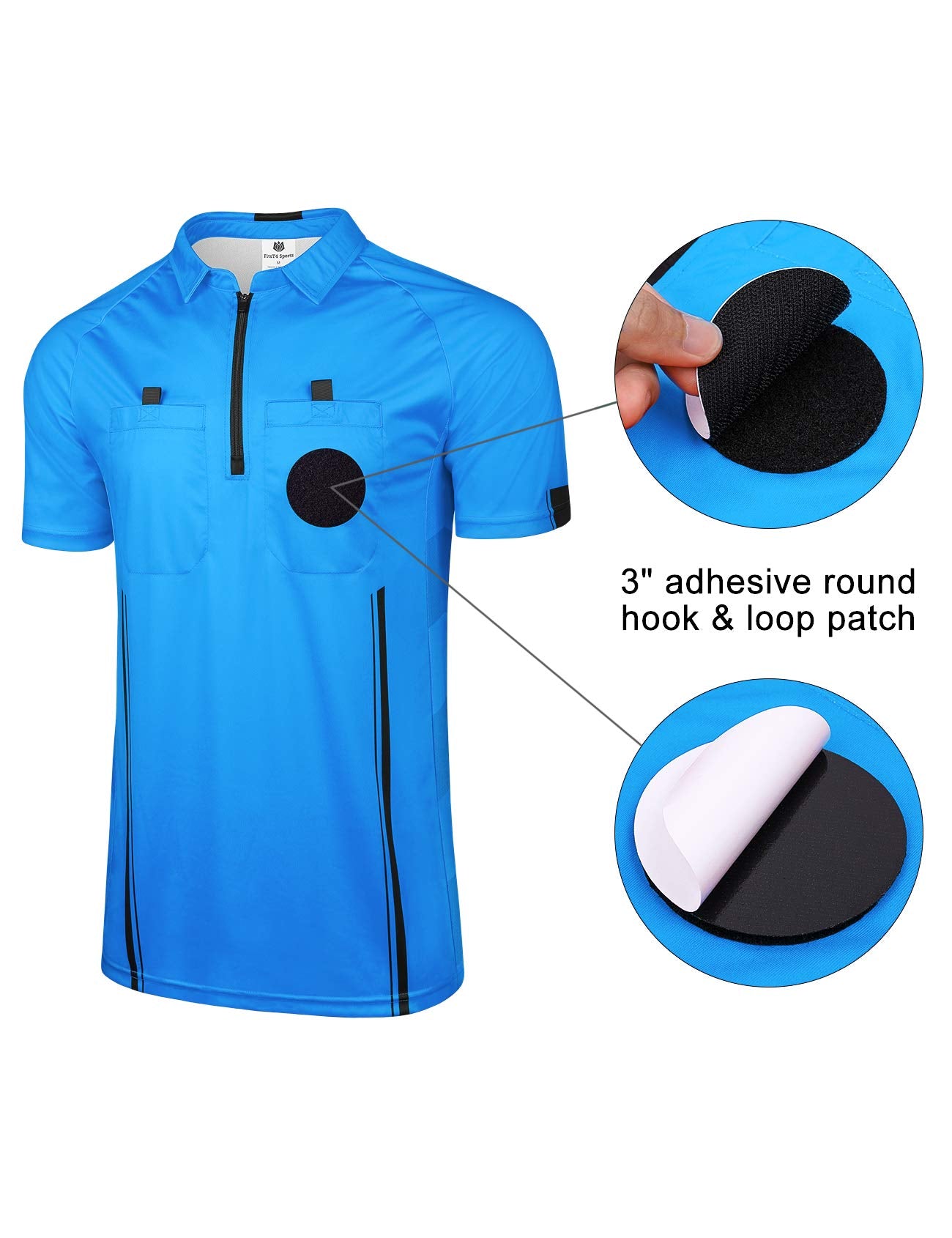 FitsT4 Sports Pro Soccer Referee Jersey Short Sleeve Ref Shirts Blue 3X-Large