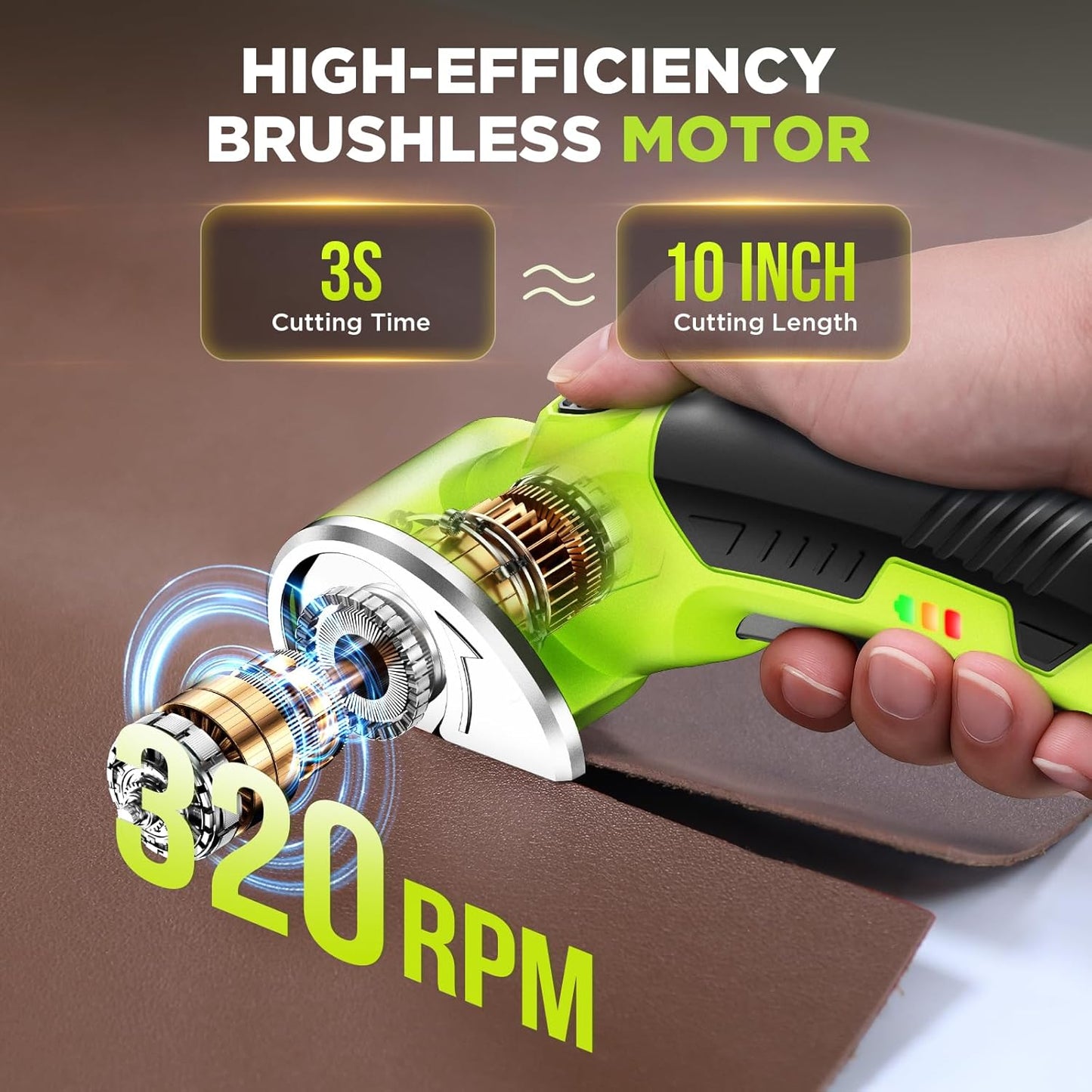 Rechargeable Cordless Electric Scissors - 4V Rotary Cutter with LED Light & 2 Blades for Fabric, Cardboard, and Plastic