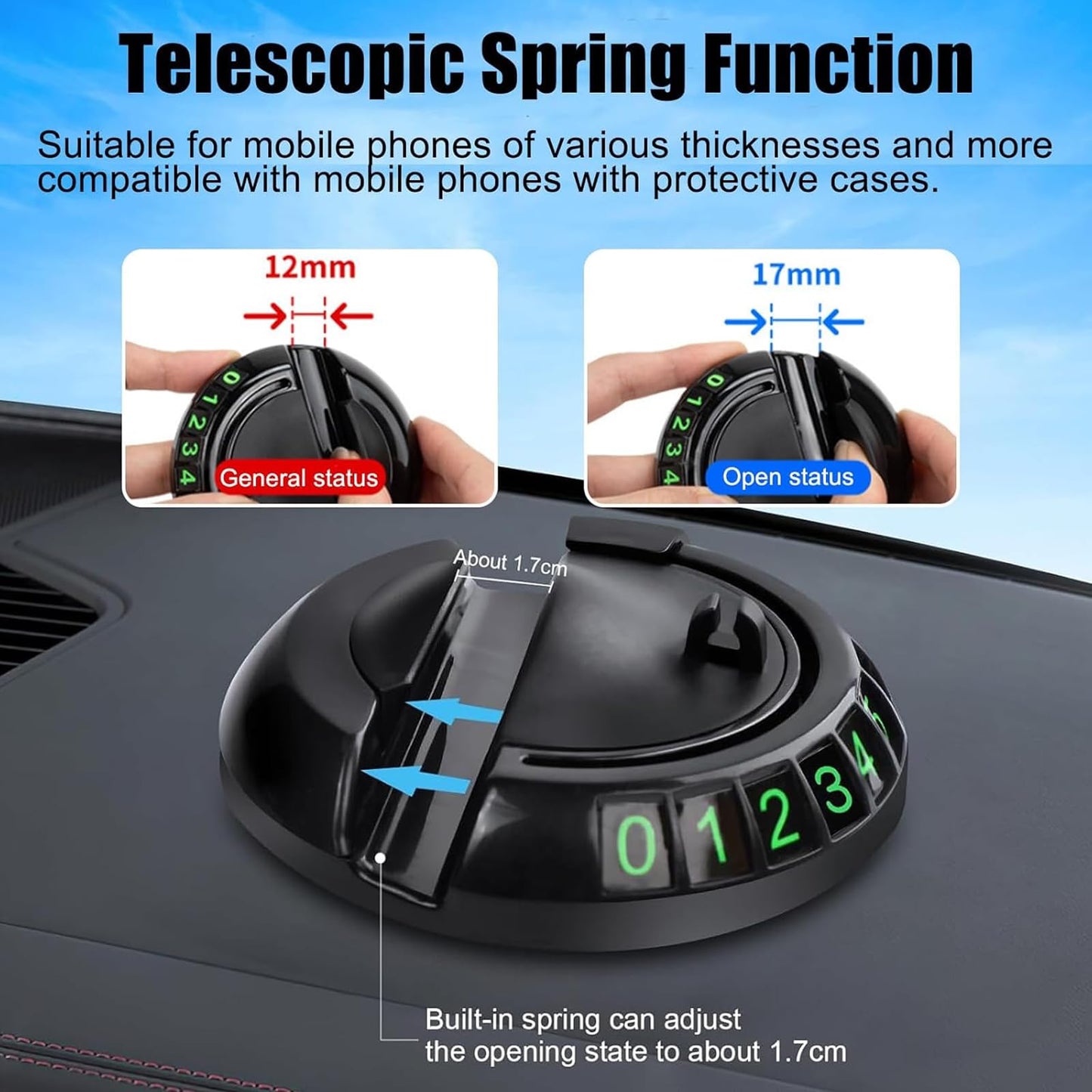 Multifunction Car Anti-Slip Mat, 2025 New Rotatable Anti Skid Car Dashboard Pad,Auto Phone Holder-Universal Non-Slip Car Mat, with Temporary Parking Numbe, for Phone Sunglasses Keys Gadgets (Silver)