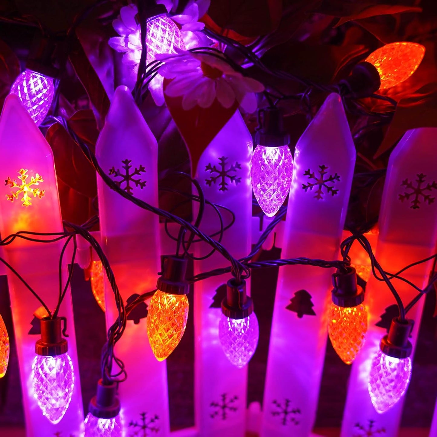 100 LED Orange & Purple C9 Halloween String Lights - Waterproof, 98FT, 13 Modes for Indoor/Outdoor Party Decor