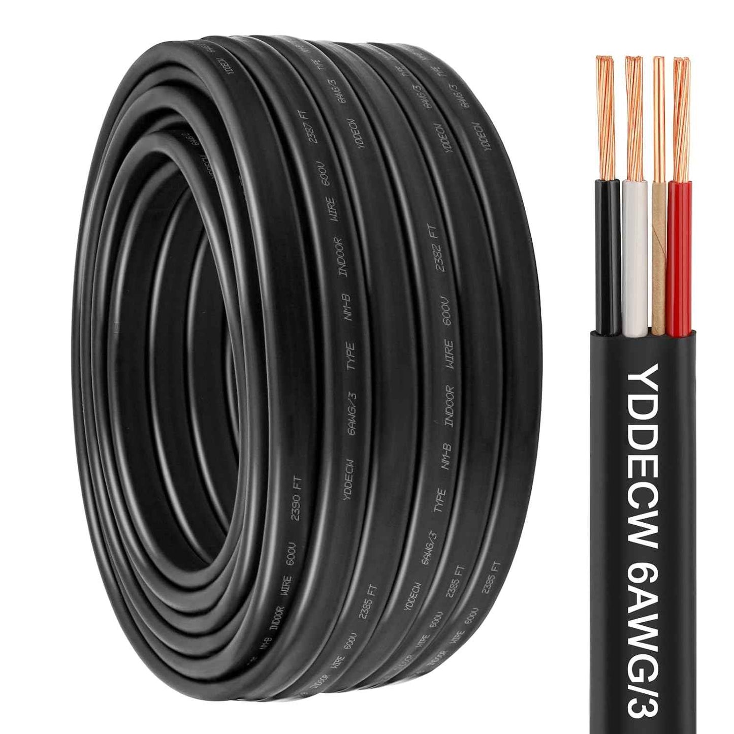 14 Gauge NM-B Wire with Ground - 50FT Pure Copper Indoor Electrical Cable for Outlets & Switches