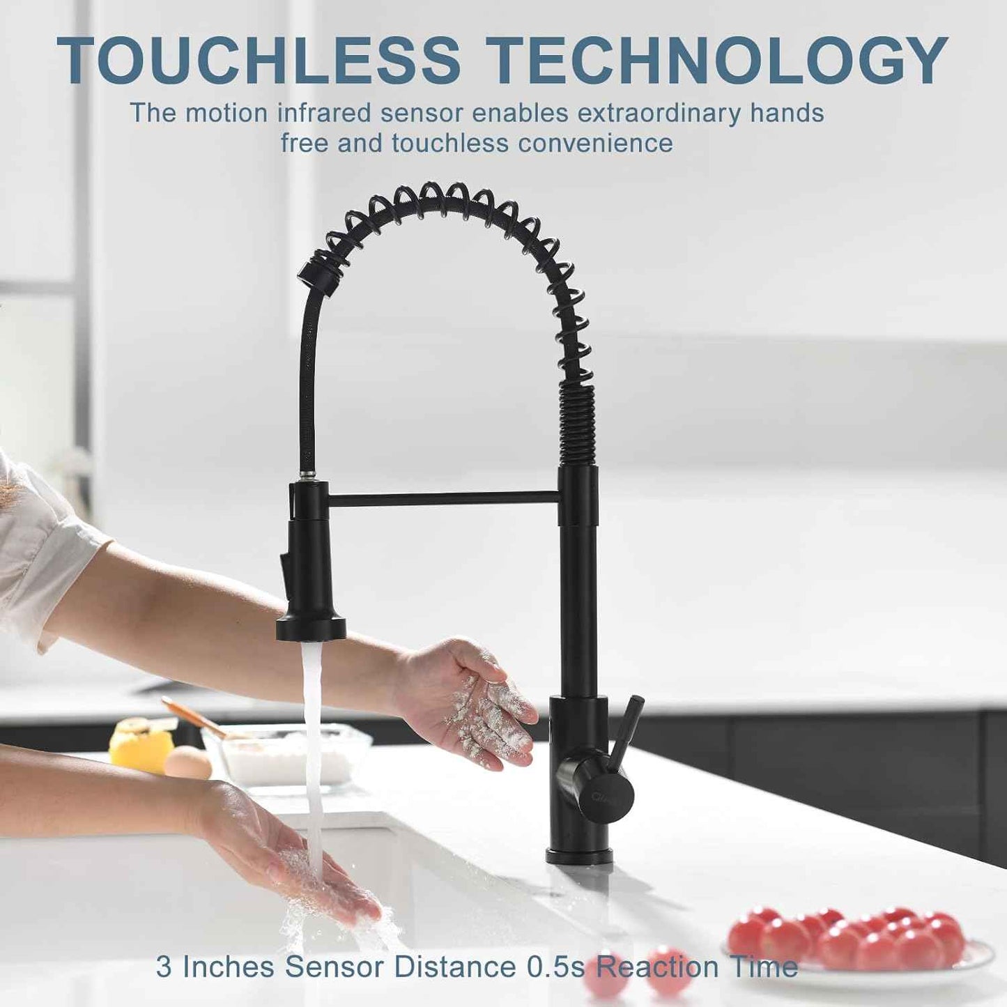 Matte Black Kitchen Faucet with Soap Dispenser - Commercial Single Handle Pull Down Sprayer