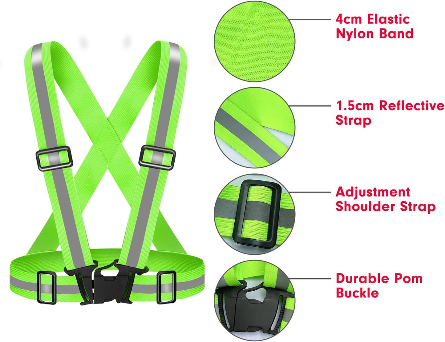 Skiennix High Visibility Reflective Vest - Adjustable Safety Gear for Running, Walking, and Night Cycling