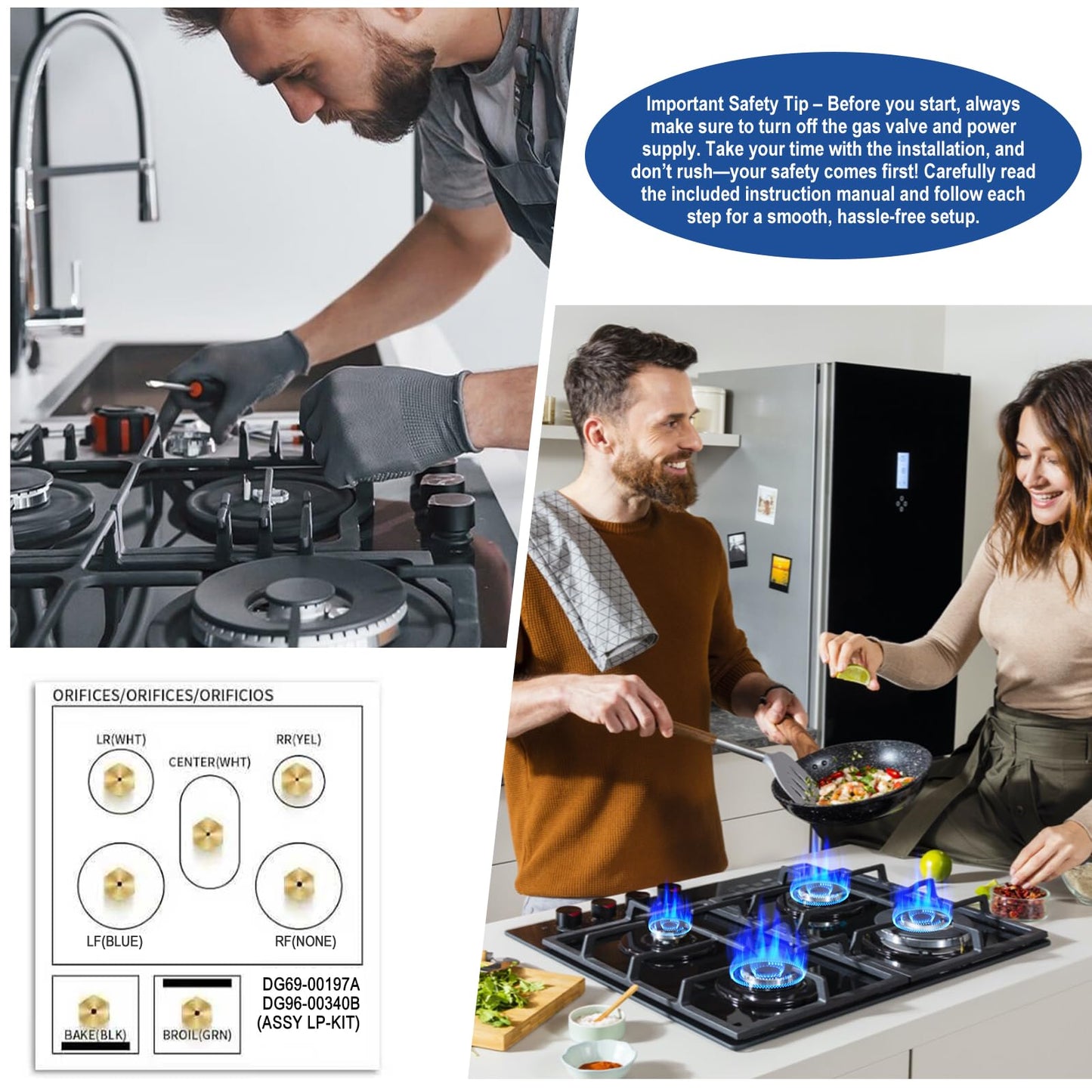 DG96-00340B/DG69-00197A LP Gas Conversion Kit for Sam-sung for Whirl-pool Ranges–Natural Gas to Propane LPG Conversion Kit,Replaces PD00033923, AP5917476,3447647,PS9606645,EAP9606645 Etc.